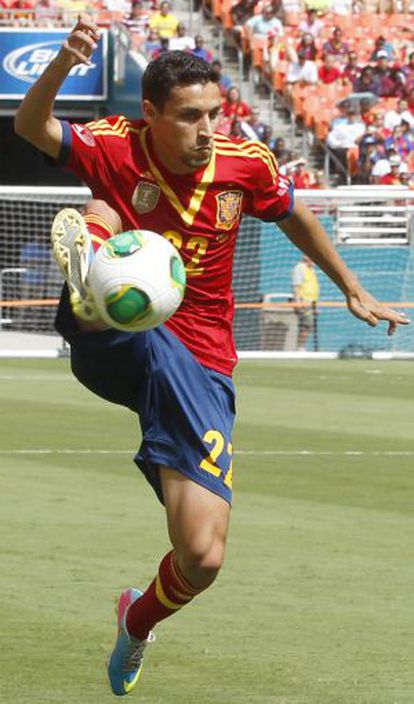 Jesús Navas in action for Spain last Saturday.