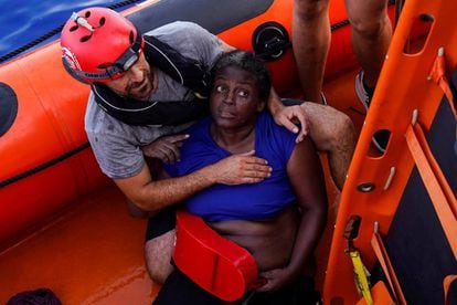 The woman rescued in the Mediterranean Sea on Tuesday.