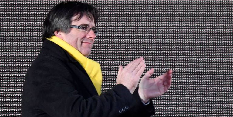 Former Catalan premier Carles Puigdemont during a demonstration in Brussels.