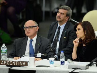 Argentina&#039;s President Cristina Fern&aacute;ndez de Kirchner and Hector Timerman at the UN General Assembly last week. 