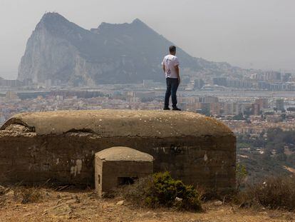 View of Gibraltar and La Línea de la Concepción from a bunker on Sierra Carbonera.