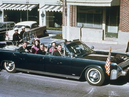 President Kennedy and Texas Governor John Connally, with their wives, moments before the 1963 assassination in Dallas.
