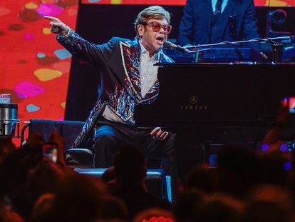 Elton John, during his last concert on Saturday in Stockholm.