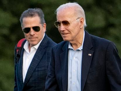 President Joe Biden, and his son Hunter Biden arrive at Fort McNair, Sunday, June 25, 2023, in Washington.