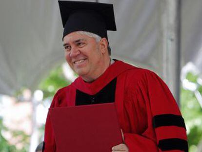 Pedro Almodóvar accepting an honorary degree from Harvard University in 2009.