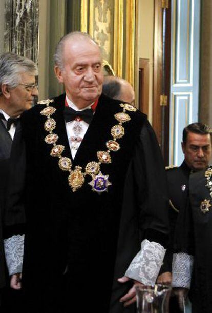 Spain&#039;s King Juan Carlos takes part in a ceremony at the Supreme Court in Madrid on Tuesday.