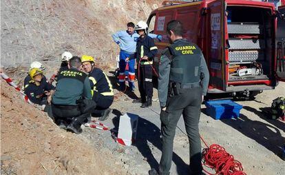 Rescue crews on the site of the accident in January.
