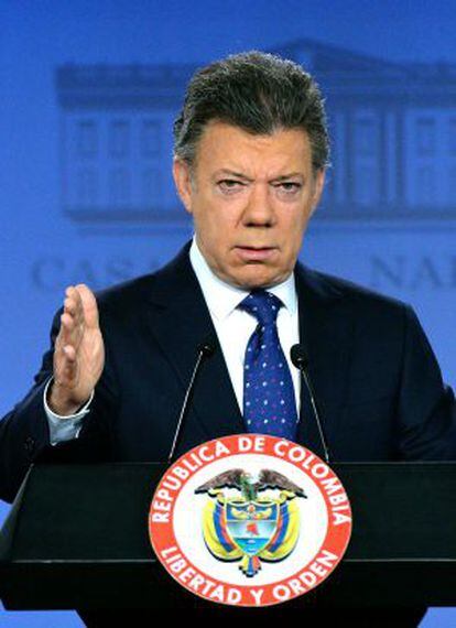 President Juan Manuel Santos, in an image distributed by the presidential office.