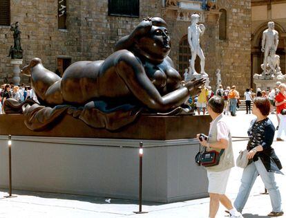One of Botero's signature sculptures, in Piazza della Signoria in Florence, Italy. 