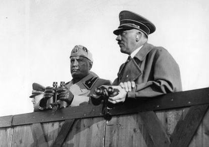 Benito Mussolini and Adolf Hitler, in 1937.
