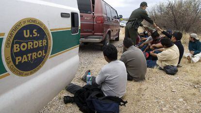 Undocumented Mexican migrants arrested at the border.
