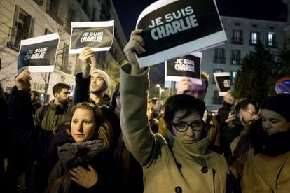 A protest in Madrid against the ‘Charlie Hebdo’ terrorist attack.