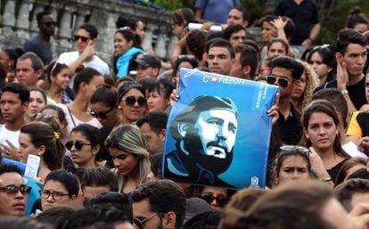People gather in Havana on Saturday to remember Fidel Castro.