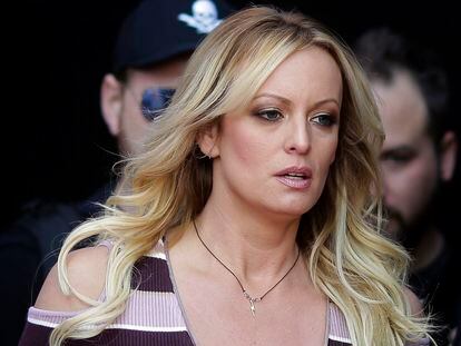 Adult film actress Stormy Daniels arrives for the opening of the adult entertainment fair Venus in Berlin, on October 11, 2018.