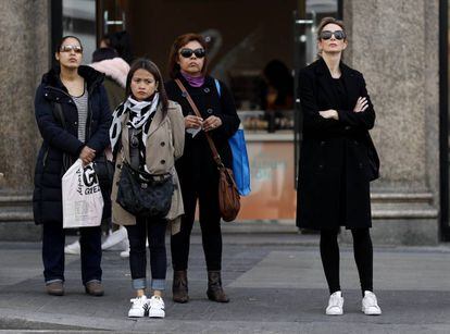 A group of women in central Madrid.