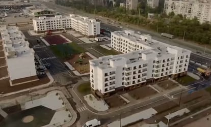 Aerial view of the apartments built by Russia on Kuprina Street last September. Source: News of Donbass.