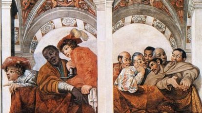 A fresco inside Quirinal Palace in Rome showing the Congolese and Japanese embassies in 1616-1617.
