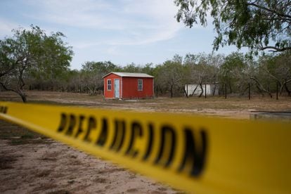 The wooden shack in which the U.S. citizens were found on March 7, 2023 in Playa Bagdad (Tamaulipas).