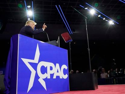 Former President Donald Trump, speaks at the Conservative Political Action Conference (CPAC) on February 26, 2022, in Orlando, Florida.
