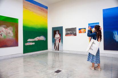 Works by Miriam Cahn on display at the 2022 Venice Biennale.