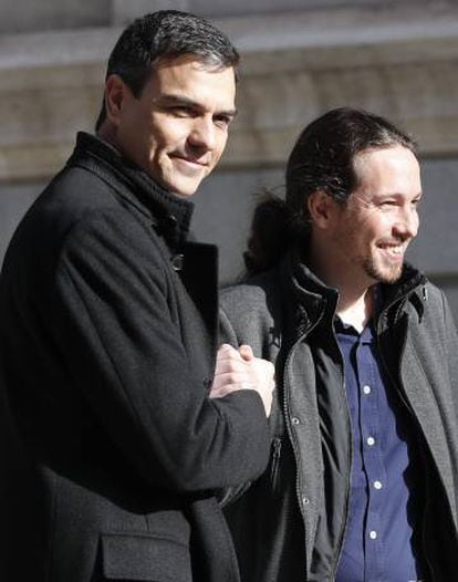 Pedro Sánchez (left) and Pablo Iglesias will fight for leftist voters in this campaign race.