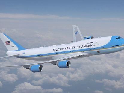 This artist rendering provided by the U.S. Air Force shows the new livery design for the new Air Force One, selected by President Joe Biden.