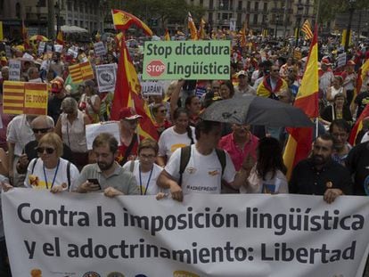 March in Barcelona in September 2018 against the Catalan linguistic model at schools.
