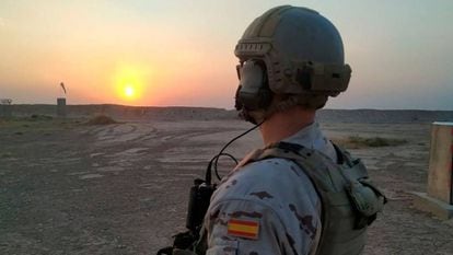A Spanish soldier at the Gran Capitán base in Bismayah, Iraq.