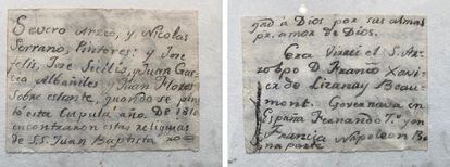 A note dating from 1810 found in one of the boxes.