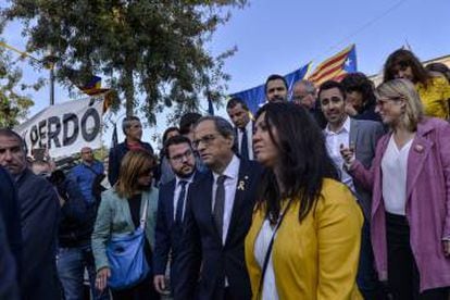 Members of the Catalan executive in Sant Julià this morning.