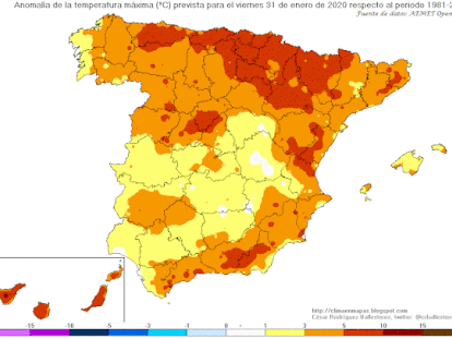Unseasonably warm weather has been forecast for Spain next week.
