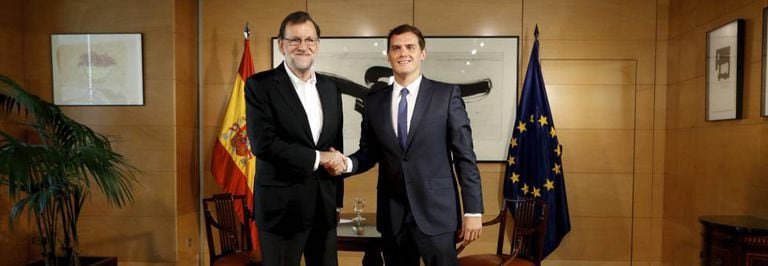 Mariano Rajoy and Albert Rivera last week.