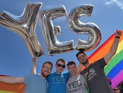 Gay rights supporters in Dublin.