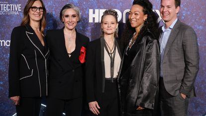 Mari Jo Winkler, Issa López, Jodie Foster, Kali Reis, and Casey Bloys at the Mexico City premiere of 'True Detective: Night Country' on January 11.