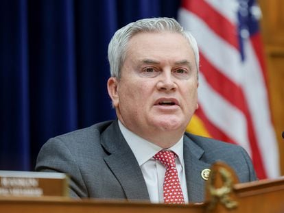 House Oversight Committee Chairman James Comer (R-KY) speaks during a House Oversight and Accountability Committee hearing as part of the House of Republicans' impeachment probe into U.S. President Joe Biden, on Capitol Hill in Washington, U.S., March 20, 2024.