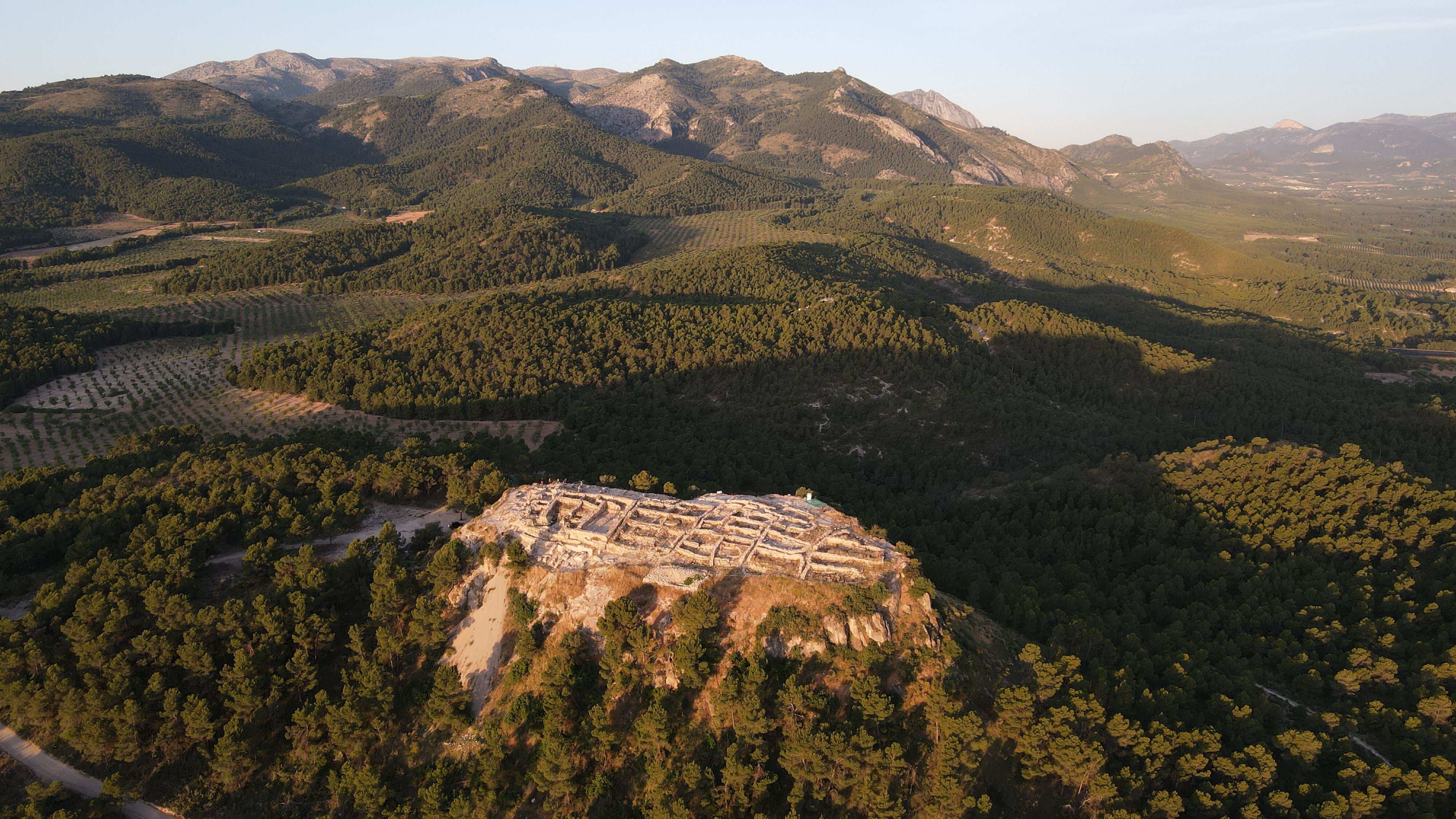 Aerial view of the Argaric settlement of La Almoloya (Murcia).