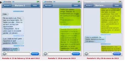 SMS messages between Rajoy and Bárcenas, published by El Mundo.