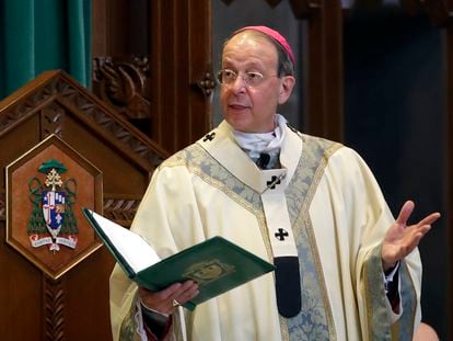 Baltimore Archbishop William Lori leads a funeral Mass in Baltimore on March 28, 2017.
