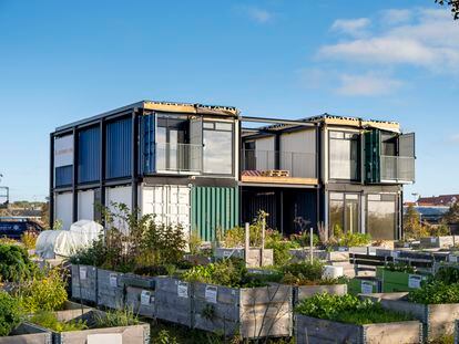 Shipping container homes in Fredericia, Denmark.