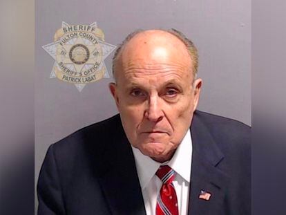 Mugshot of Rudy Giuliani provided by Fulton County prison.