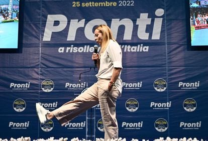 Giorgia Meloni at an election rally in Genoa, on September 14.