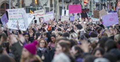 The feminist march in Barcelona.