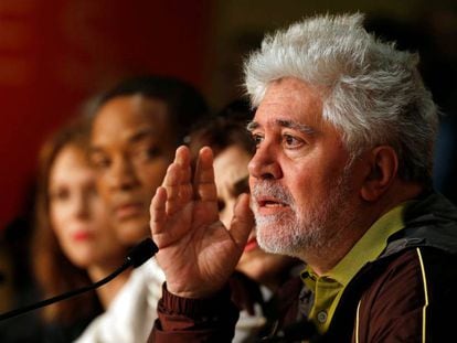 Spanish director Pedro Almodóvar at the press conference in Cannes.
