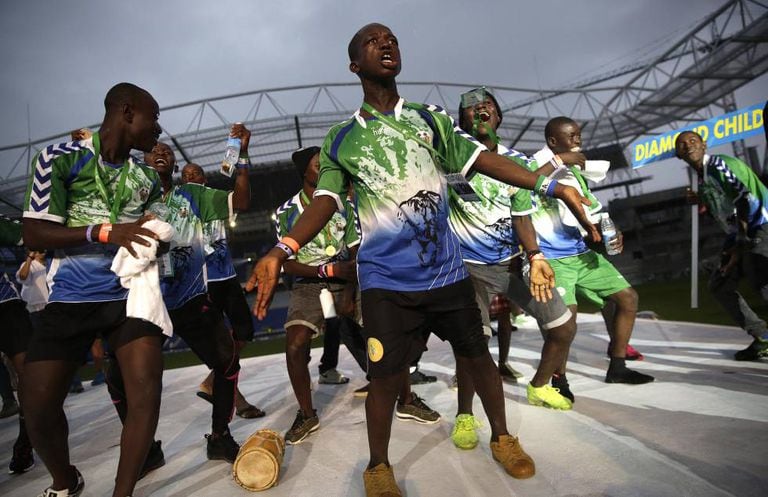 Players from the Sierra Leone soccer team.