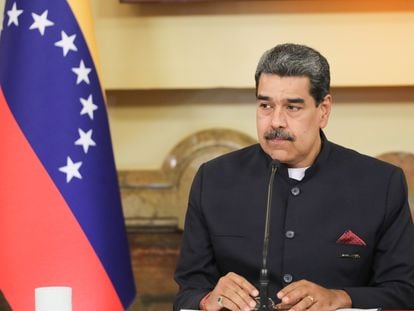 Photograph provided by the Press Office of the Miraflores Palace, which shows President Nicolás Maduro during the initiation of the 2024-2025 legislative period, in Caracas, Venezuela.