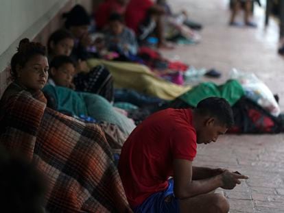 Venezuelan migrants near the banks of the Rio Grande in Matamoros, Mexico, Saturday, May 13, 2023.