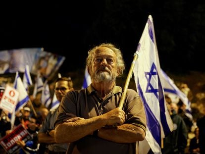 A demonstration in Jerusalem on March 2 against the government's judicial reforms.