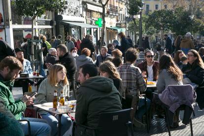 A sidewalk café in Madrid on December 18.