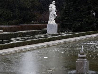 A fountain in Madrid’s Sabatini Gardens on Sunday.