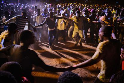 A group of young people dance during the festival.